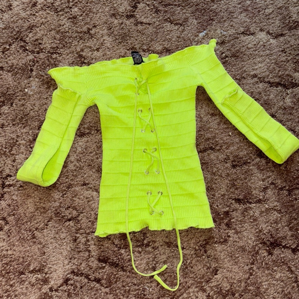Rue21 Neon Green Lace-Up Top